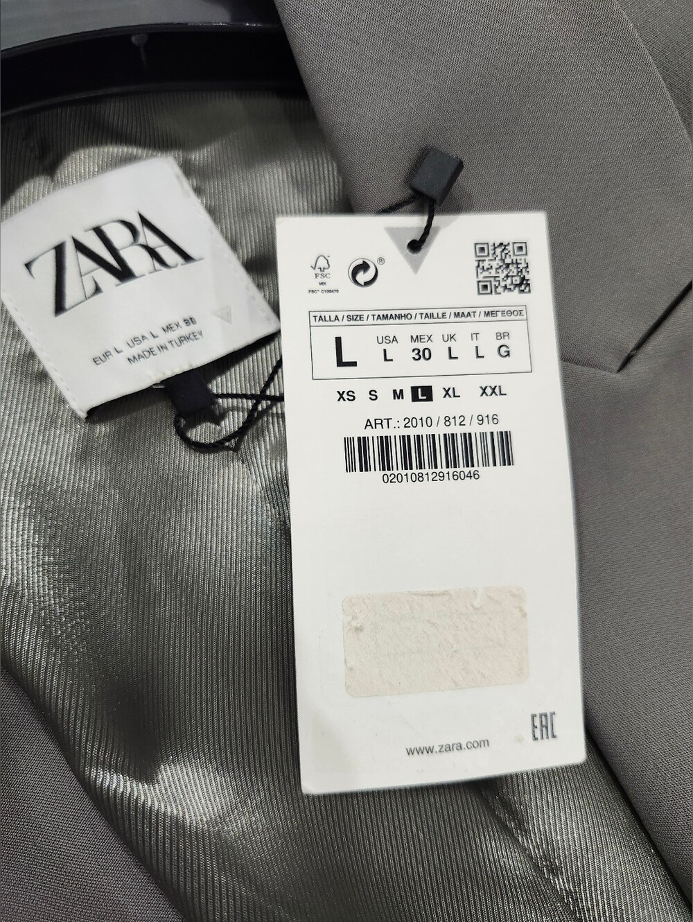 ZARA WOMAN LONGLINE STRAIGHT BLAZER JACKET GRAY Size Large New - Picture 4 of 8